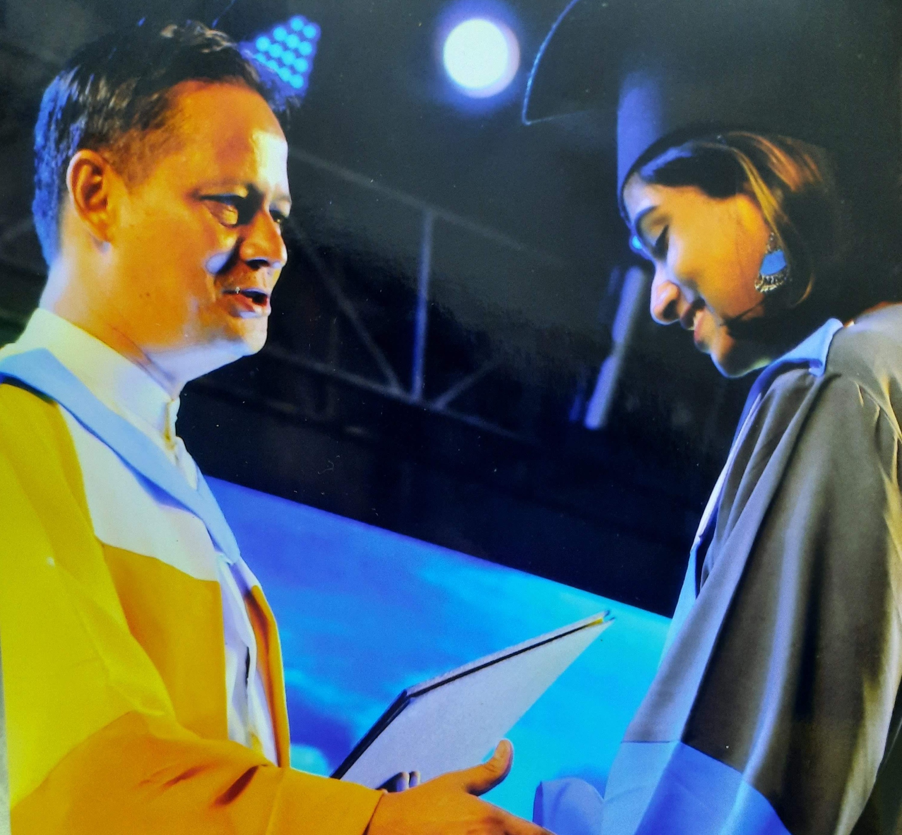 Receiving diploma at graduation ceremony, St. Xavier's University, Kolkata